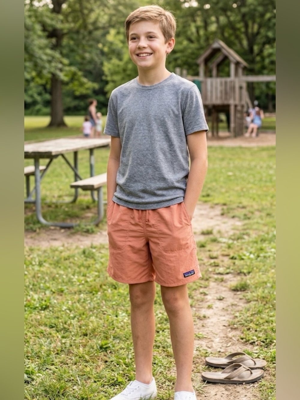 Patagonia Boys XL Baggies Shorts Salmon Coral Orange Nylon Quick Dry